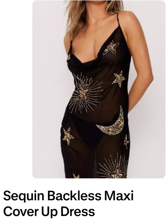 Nasty Gal Dresses & Skirts - Nasty Gal Black Sequin Moon & Star Maxi Dress